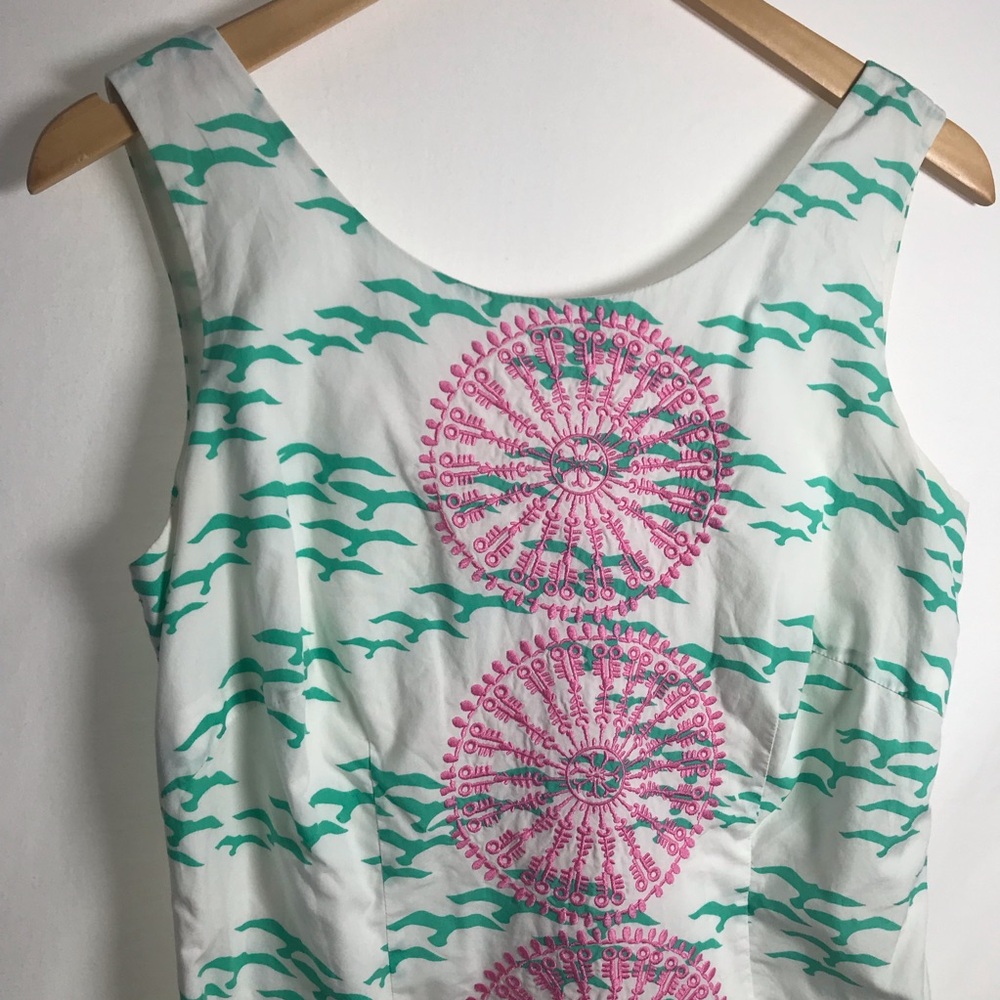 Lilly Pulitzer Embroidered Summer Delia Dress Hotty Pink Flock To Me Seagull 8 - Picture 3 of 11